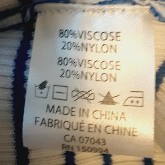 Belldini Striped Cardigan, V-neck, 3/4 Sleeve, Royal Blue & White | Medium - Picture 14 of 14